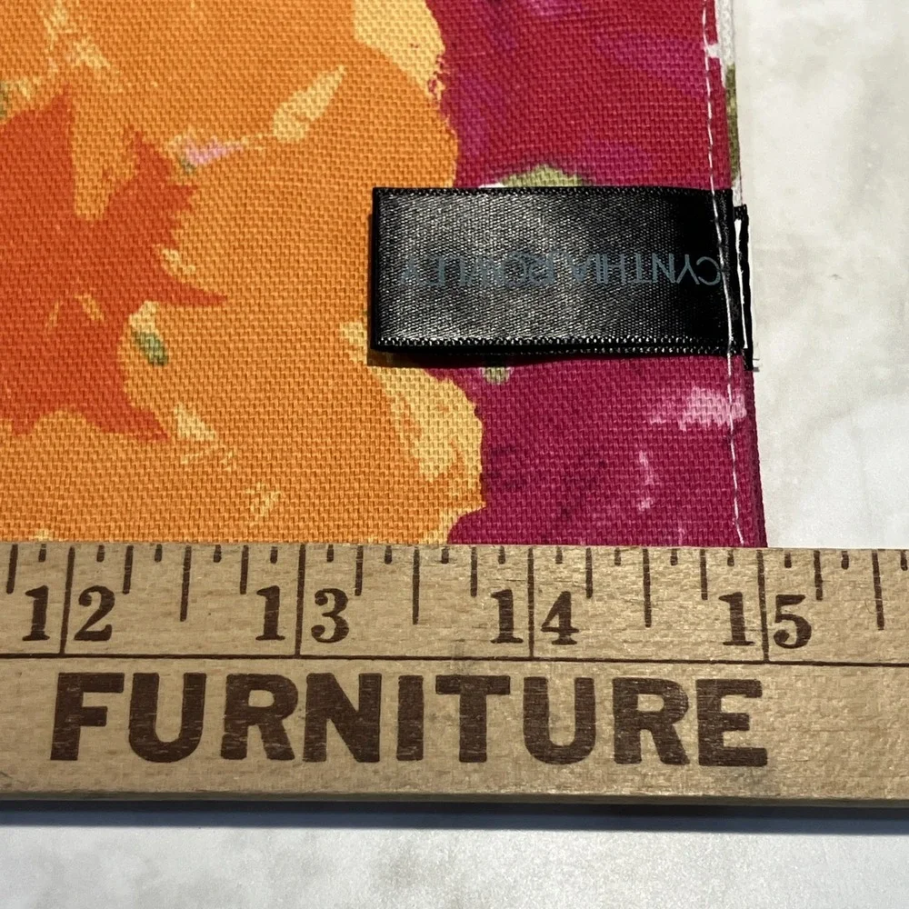 Cynthia Rowley Set of 4 Cotton Bright Floral Square Placemats 15 X 15